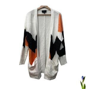 Romeo & Juliet Couture White, Black and Orange Cardigan Size M